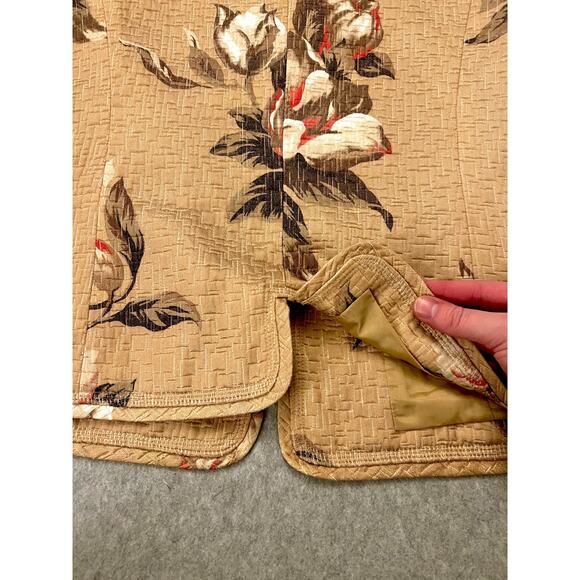 Liz Claiborne Studio Floral Cardigan Blazer Womens Medium Lined Open Front Brown - Picture 14 of 16